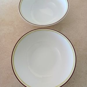 New Corelle Replacement Bowls with Brown & Green Bands